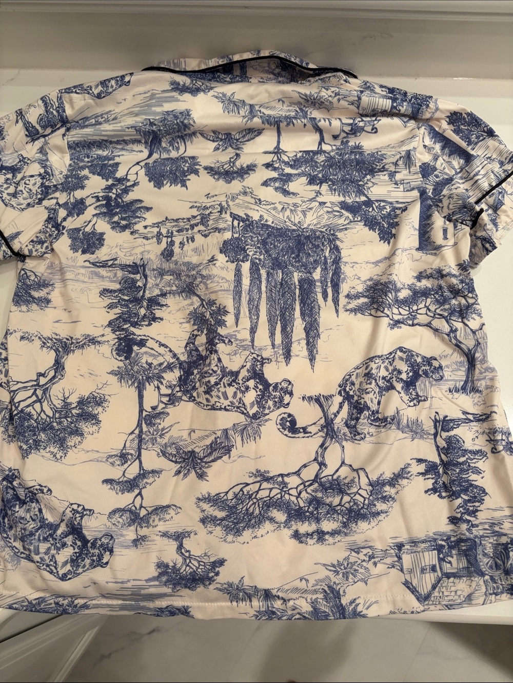 Blue & White Toile Short Pajama Set - Classic Sleepwear - Picture 5 of 14